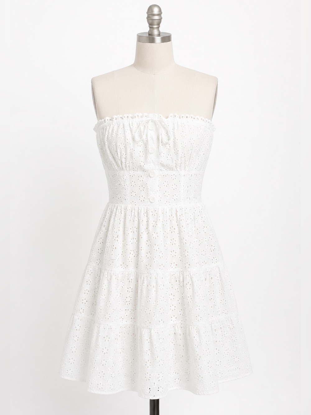 NWT strapless white cotton eyelet mini dress by Forever 21, Size XL